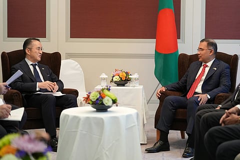 Masumi Kakinoki, chairman of Marubeni Corporation and the Japan-Bangladesh Committee for Commercial and Economic Cooperation (JBCCEC), meets Prime Minister Tarique Rahman at the Imperial Hotel in Tokyo at 3:45pm local time on Oct 26, 2026