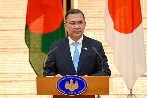 Prime Minister Tarique Rahman speaks at a bilateral summit in Tokyo on Oct 27, 2026