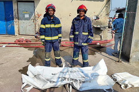 Fire Service recovers body of the deceased.