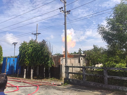 A fire broke out after a strong flow of gas emerged from underground during deep tube-well drilling at a house in Inani, Ukhiya, Cox’s Bazar