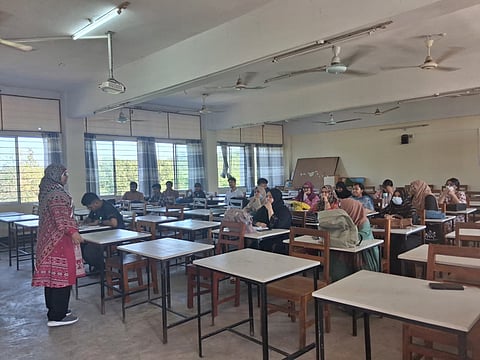 Students attend classes at Chittagong University of Engineering and Technology (CUET) on Wednesday after a 36-day shutdown.