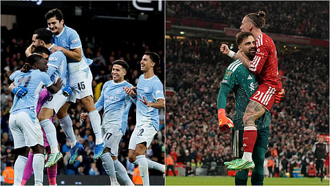 Liverpool and Man City survive penalty shoot-outs against Chelsea and Brighton to reach League Cup last eight