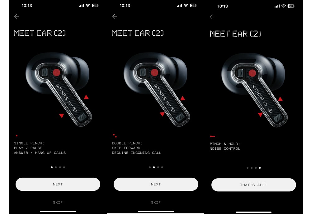Nothing Ear(2) supports tap gesture controls features