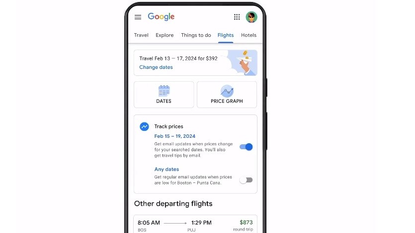 Google Flights Price Tracking feature