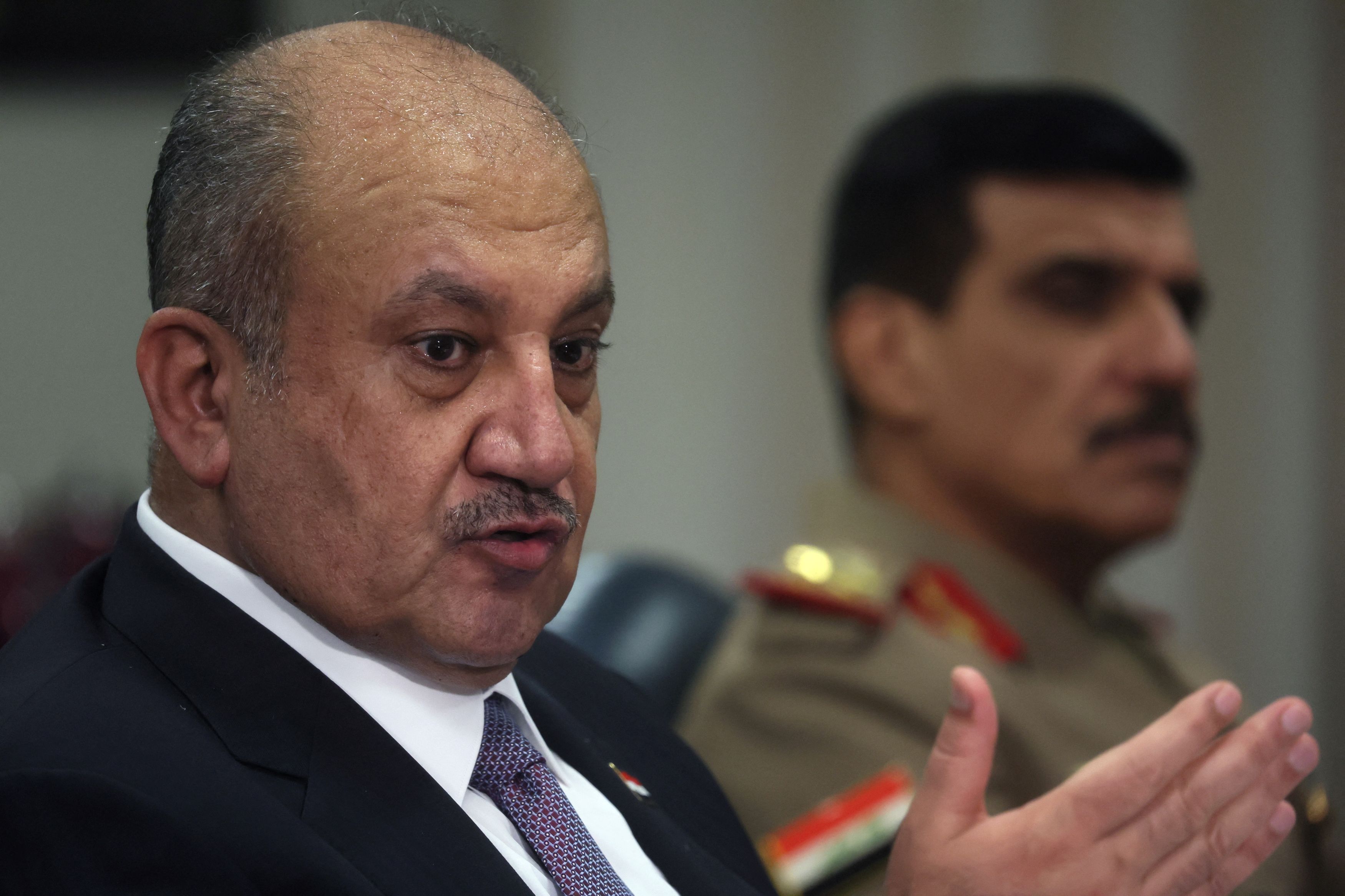 Iraq’s Defense Minister Thabit Muhammad Al-Abbasi meets with U.S. Defense Secretary Lloyd Austin (not pictured) at the Pentagon in Washington, U.S., August 7, 2023.