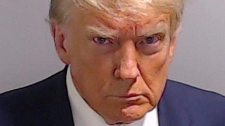 Booking mugshot of former US President Donald Trump.