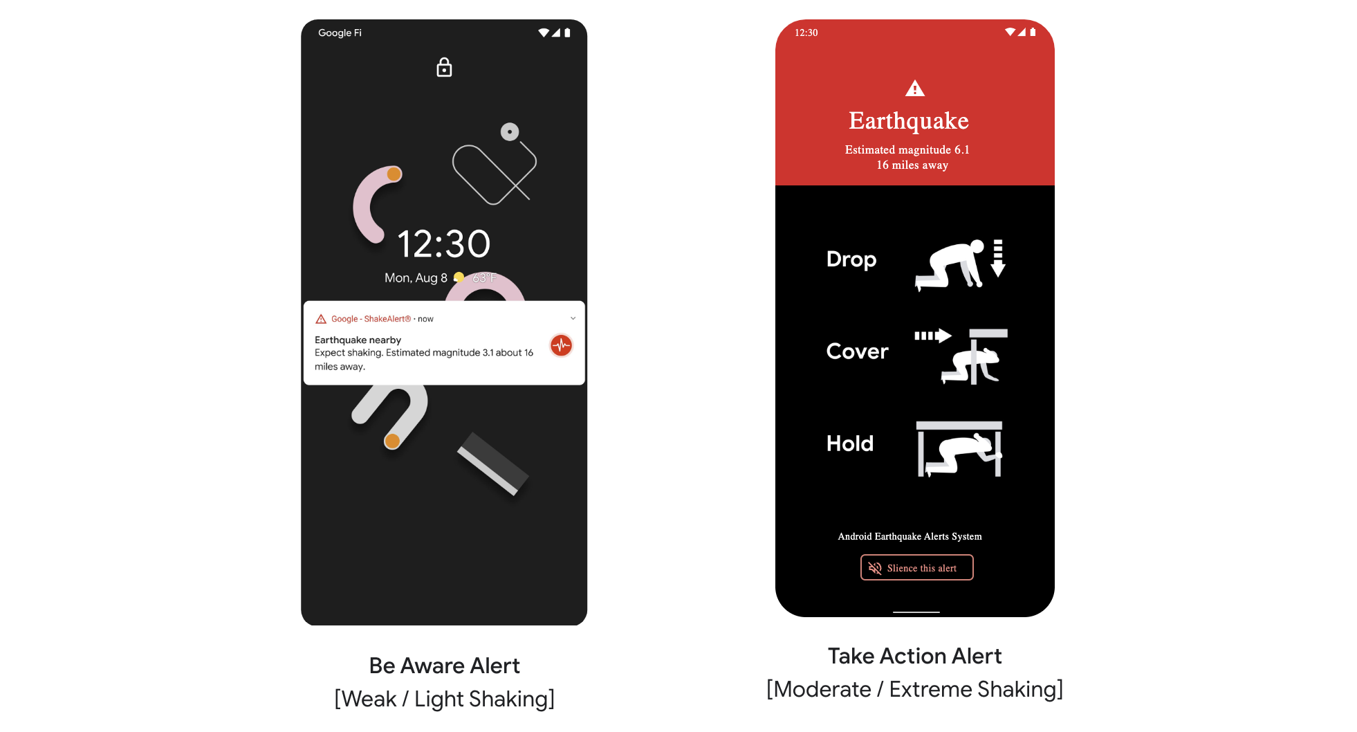 Android Earthquake Alerts feature in action