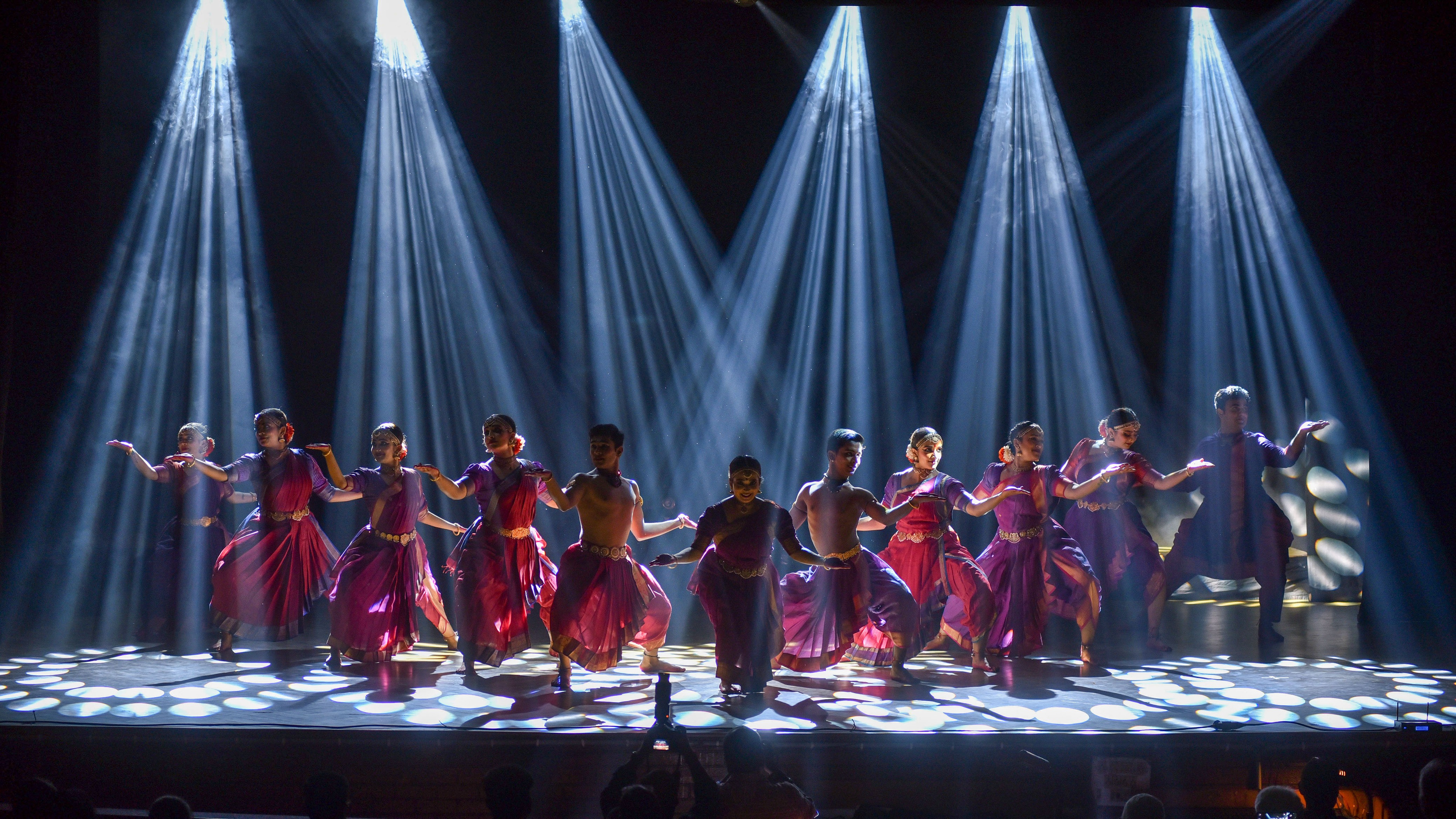 Artists during a classical dance performance at Ravindra Bharathi auditorium, in Hyderabad, Saturday, Sept. 2, 2023.