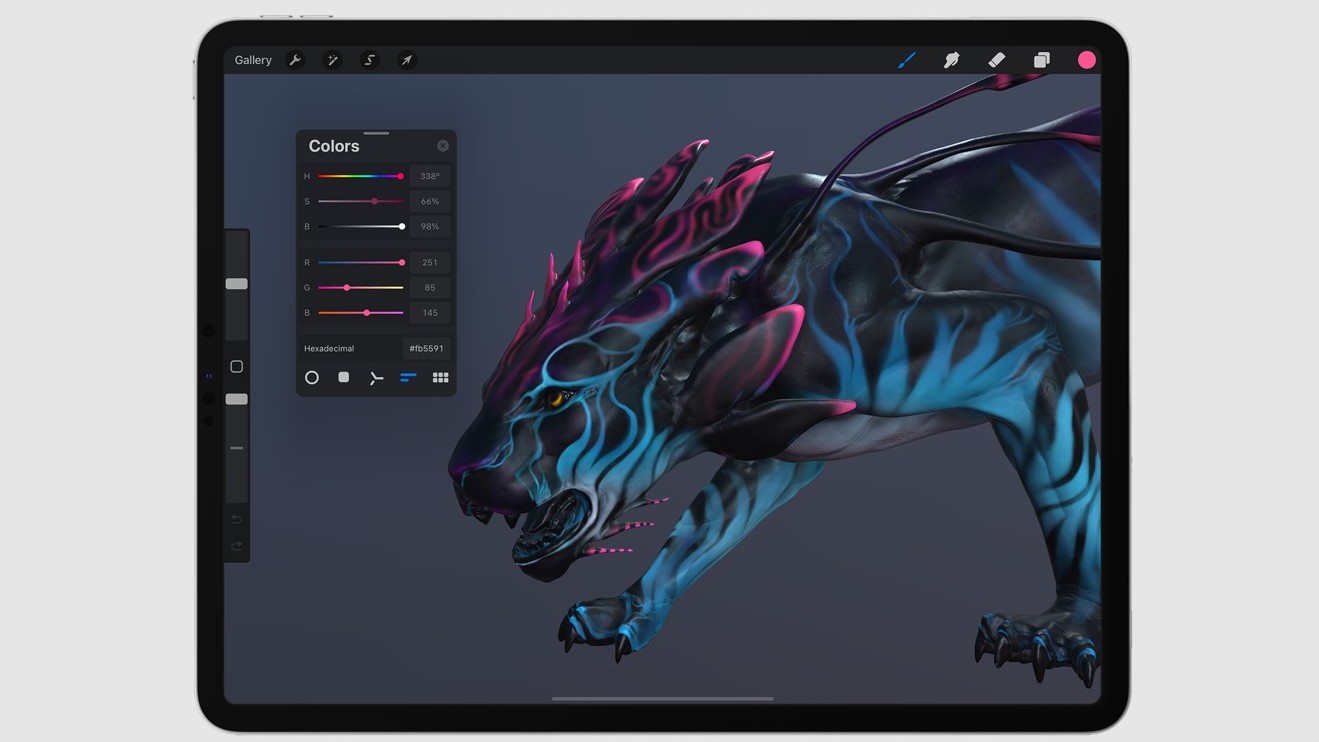Procreate app for iPad.