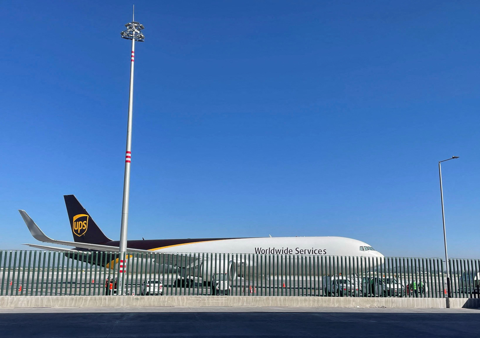 A cargo plane of United Parcel Service (UPS) sits on the tarmac at the state-run Felipe Angeles International Airport (AIFA), in Zumpango, Mexico, September 20, 2023.