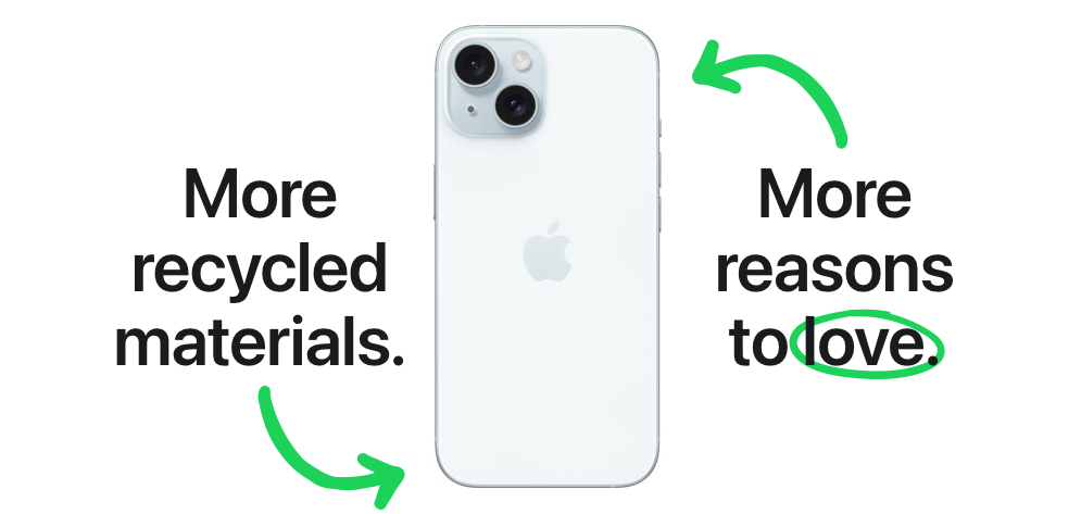 Several key components in the new iPhone 15 series are 100 per cent recycled. 