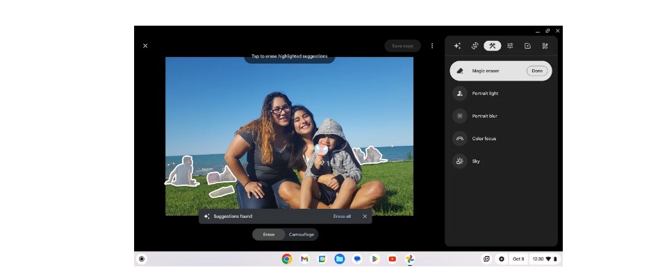 Magic Eraser on Chromebook Plus device