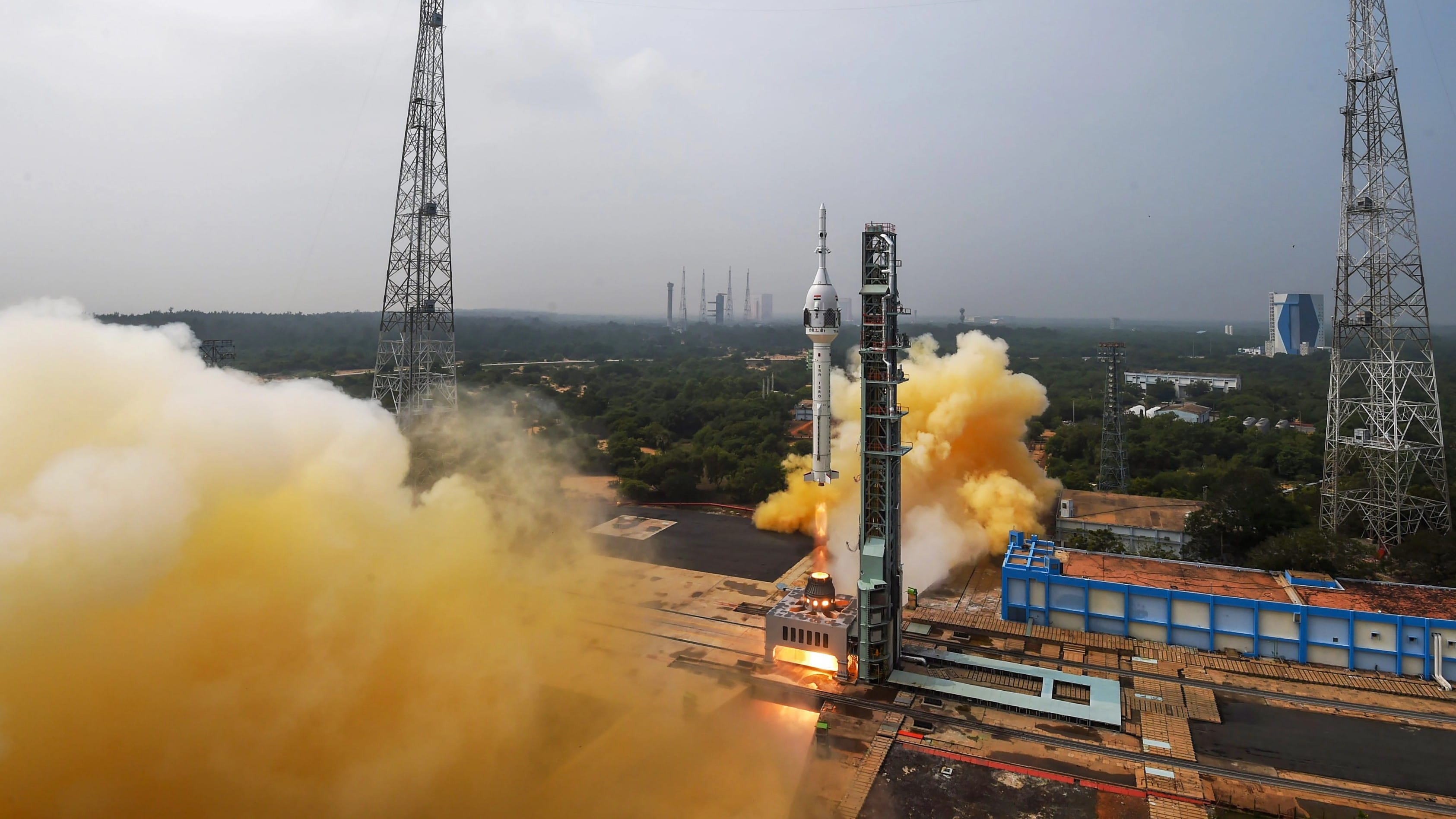  Sriharikota: ISRO's TV-D1 test flight of Mission Gaganyaan lifts off from Satish Dhawan Space Station, in Sriharikota.