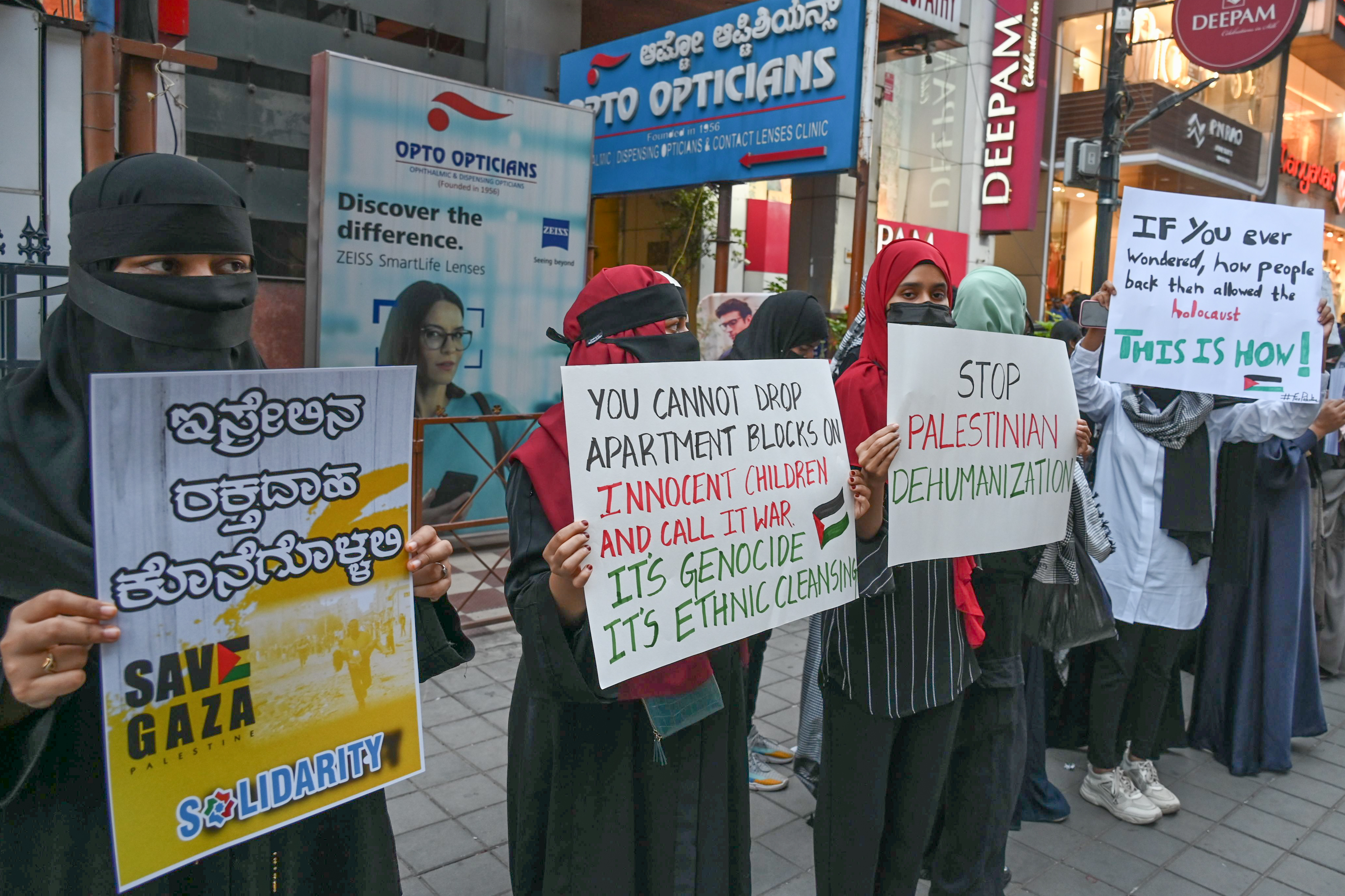 The demonstration on MG Road on Monday. FILE PHOTO
