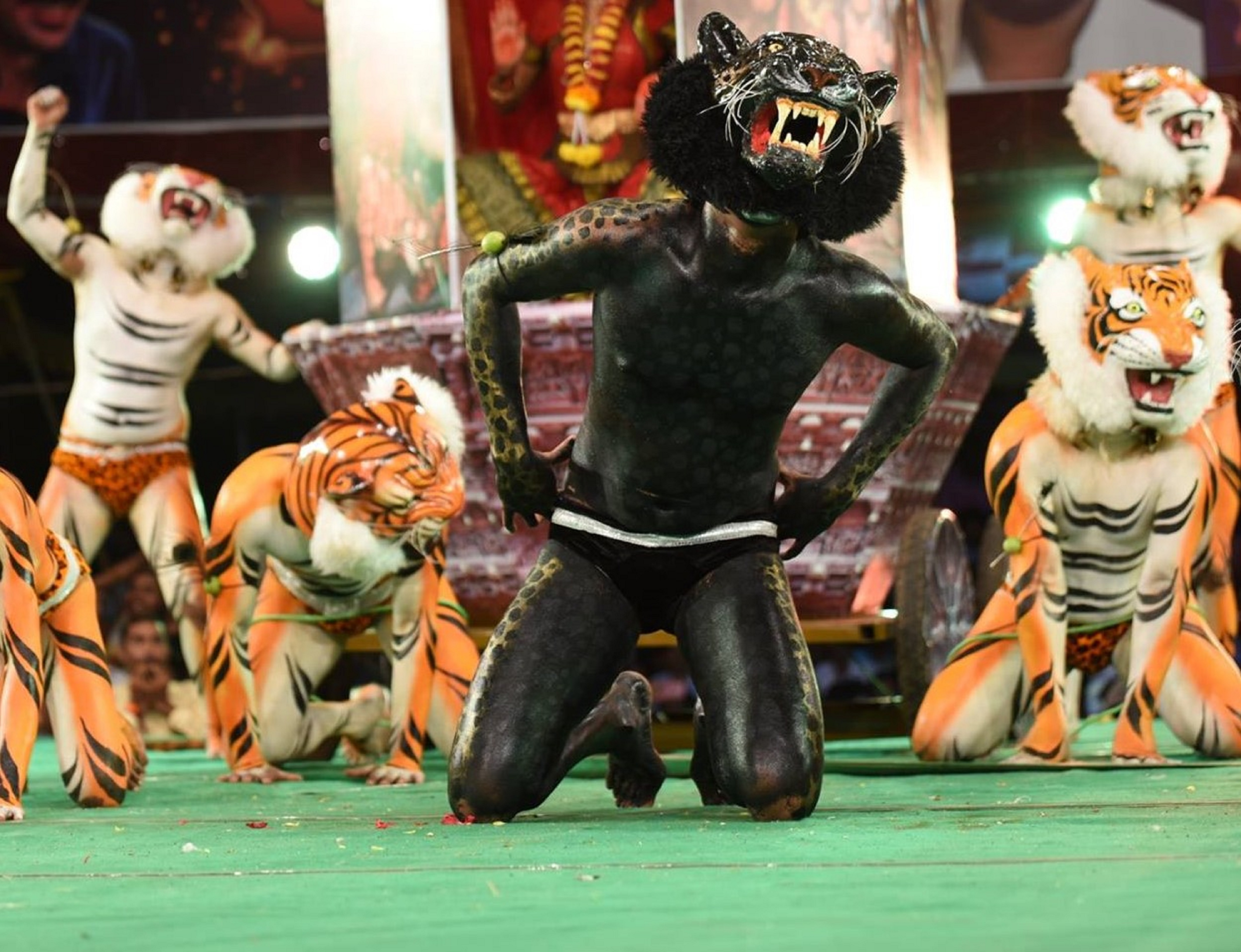 A man dressed up as a black panther.