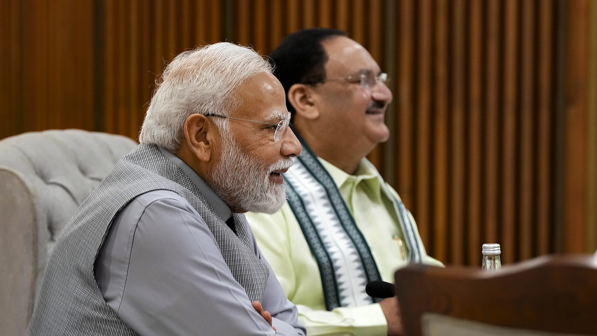 New Delhi: Prime Minister Narendra Modi with BJP National President JP Nadda.