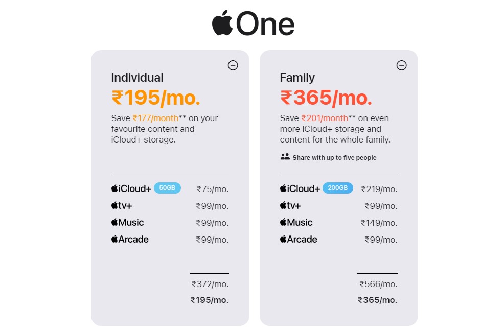 Apple One Bundle plan as of October 26, 2023.