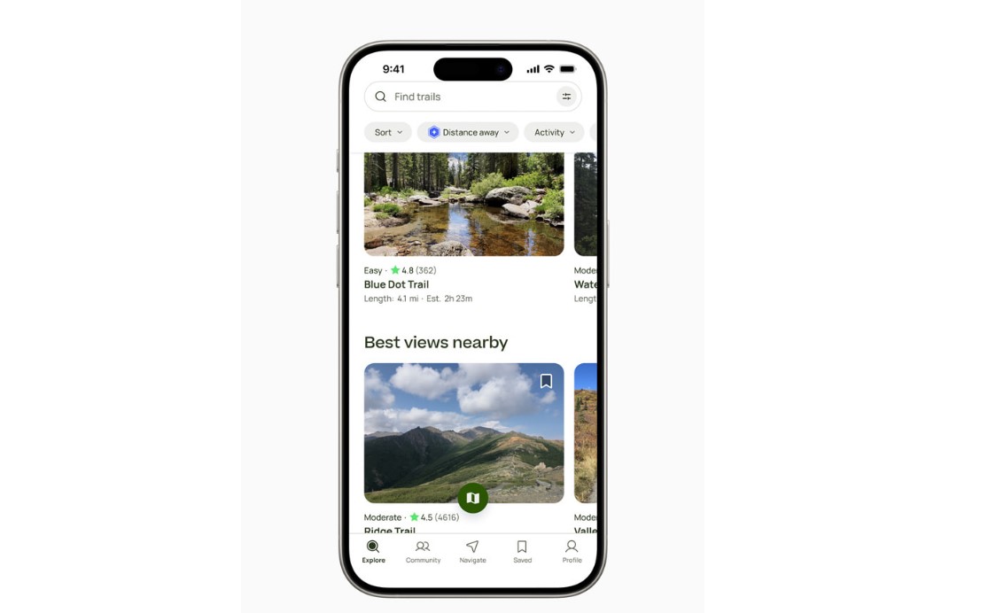 AllTrails app for iPhone