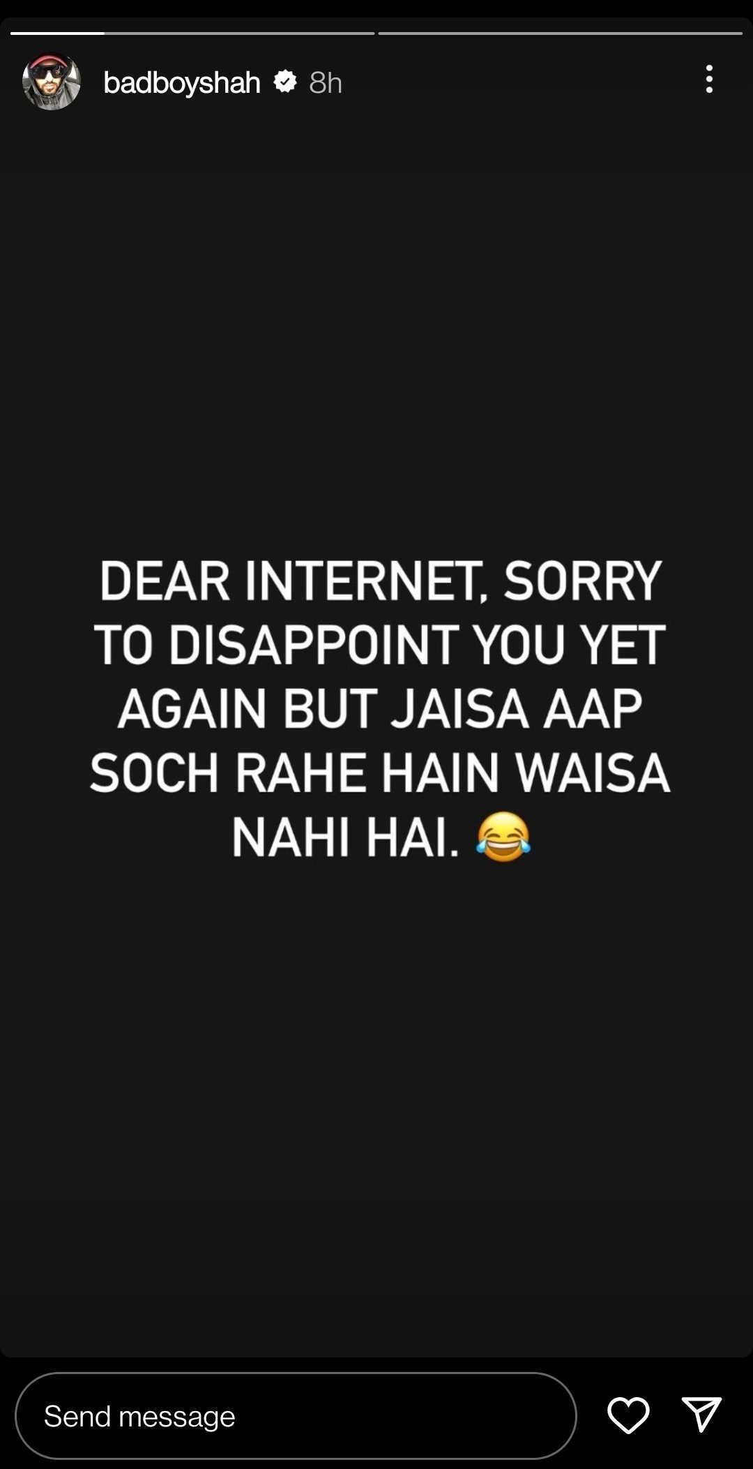 Screengrab from Badhsha's Instagram story.