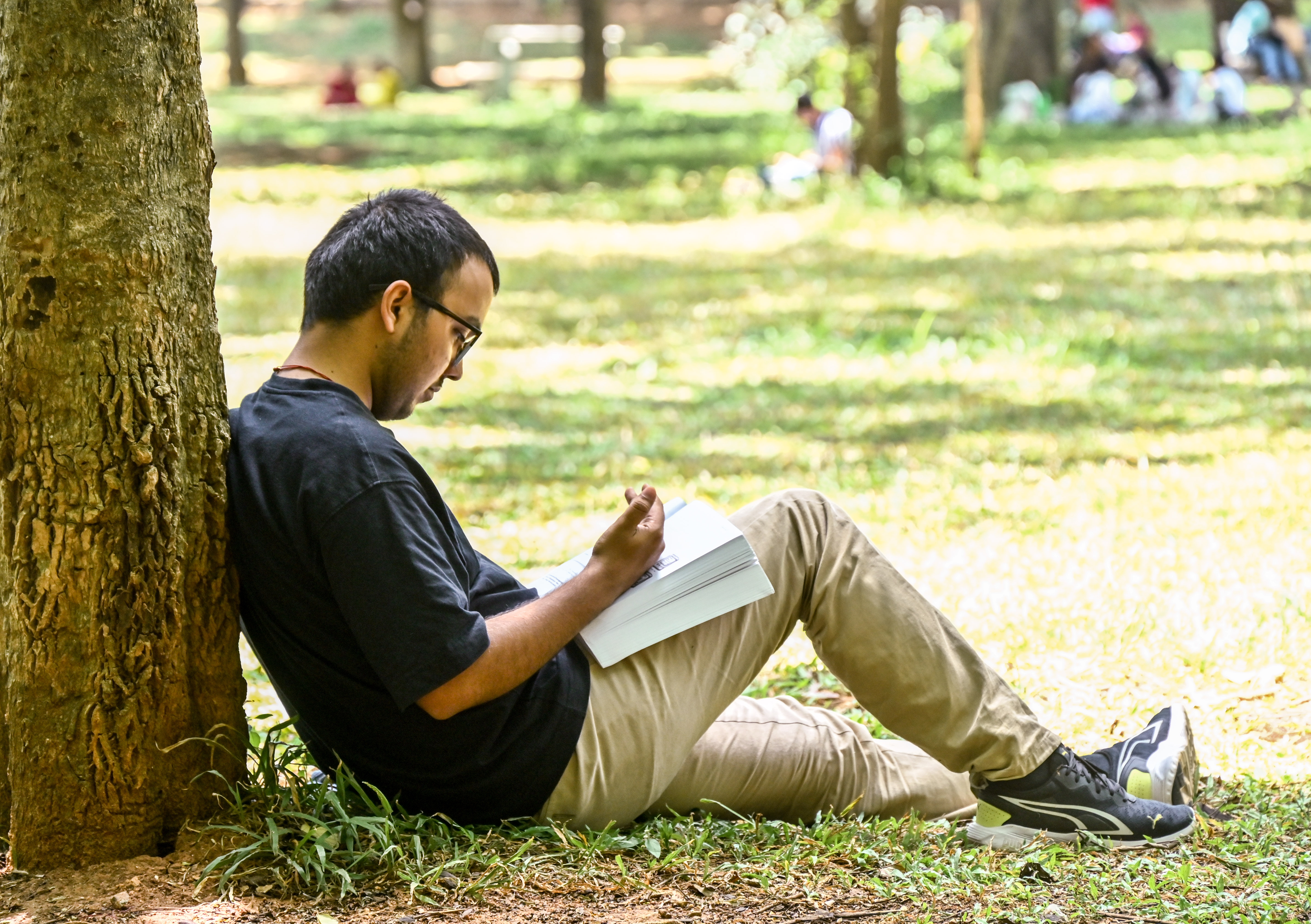 A reader attends the weekly