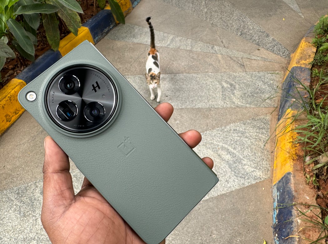 OnePlus Open foldale phone with cover case on.