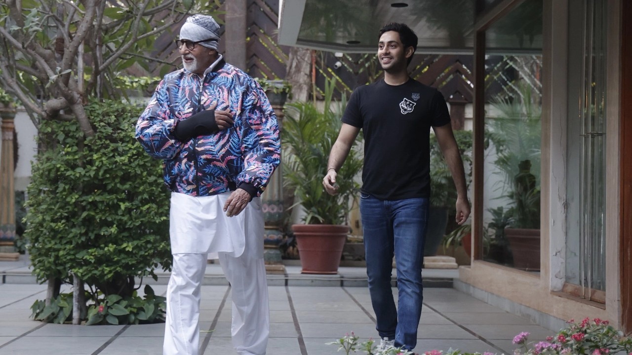 Amitabh Bachchan and Agastya Nanda at Sunday meet-and-greet with fans. 