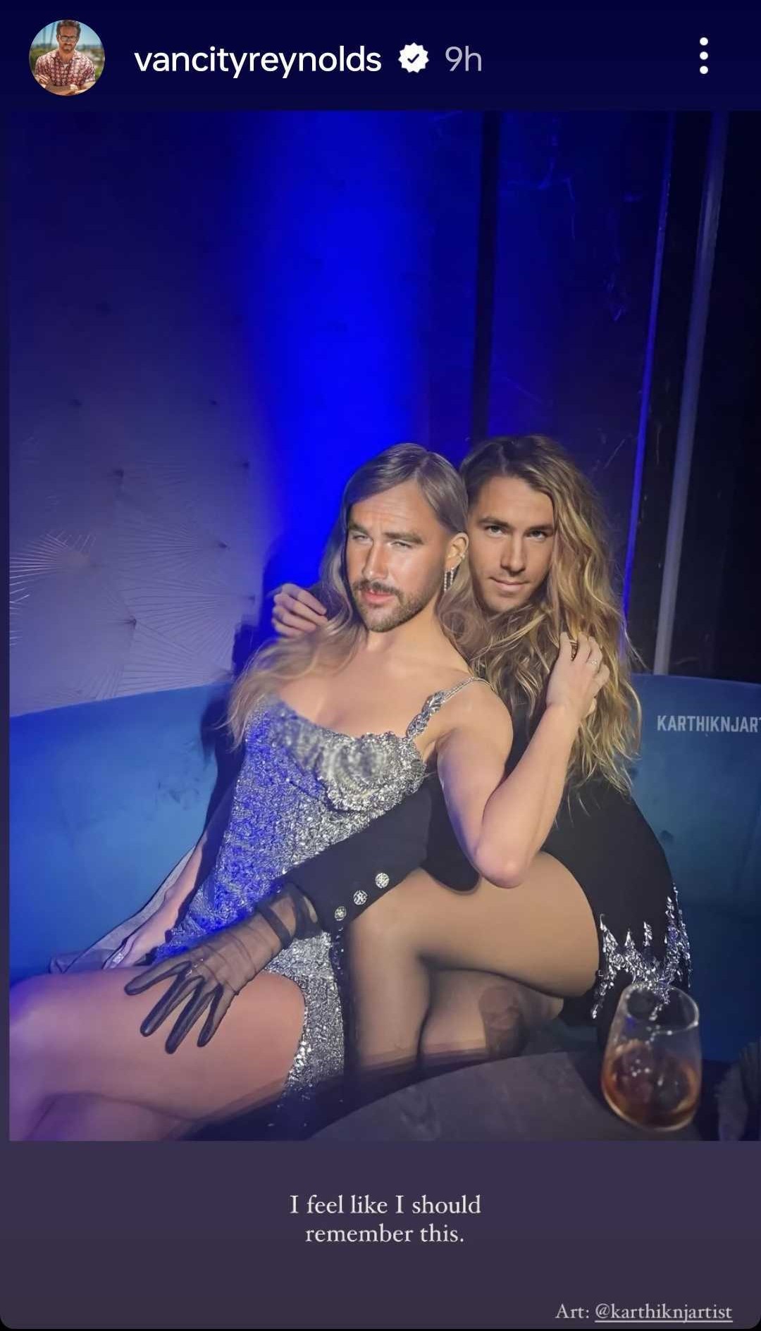 Screenshot of Ryan Reynolds' story with the morphed image.