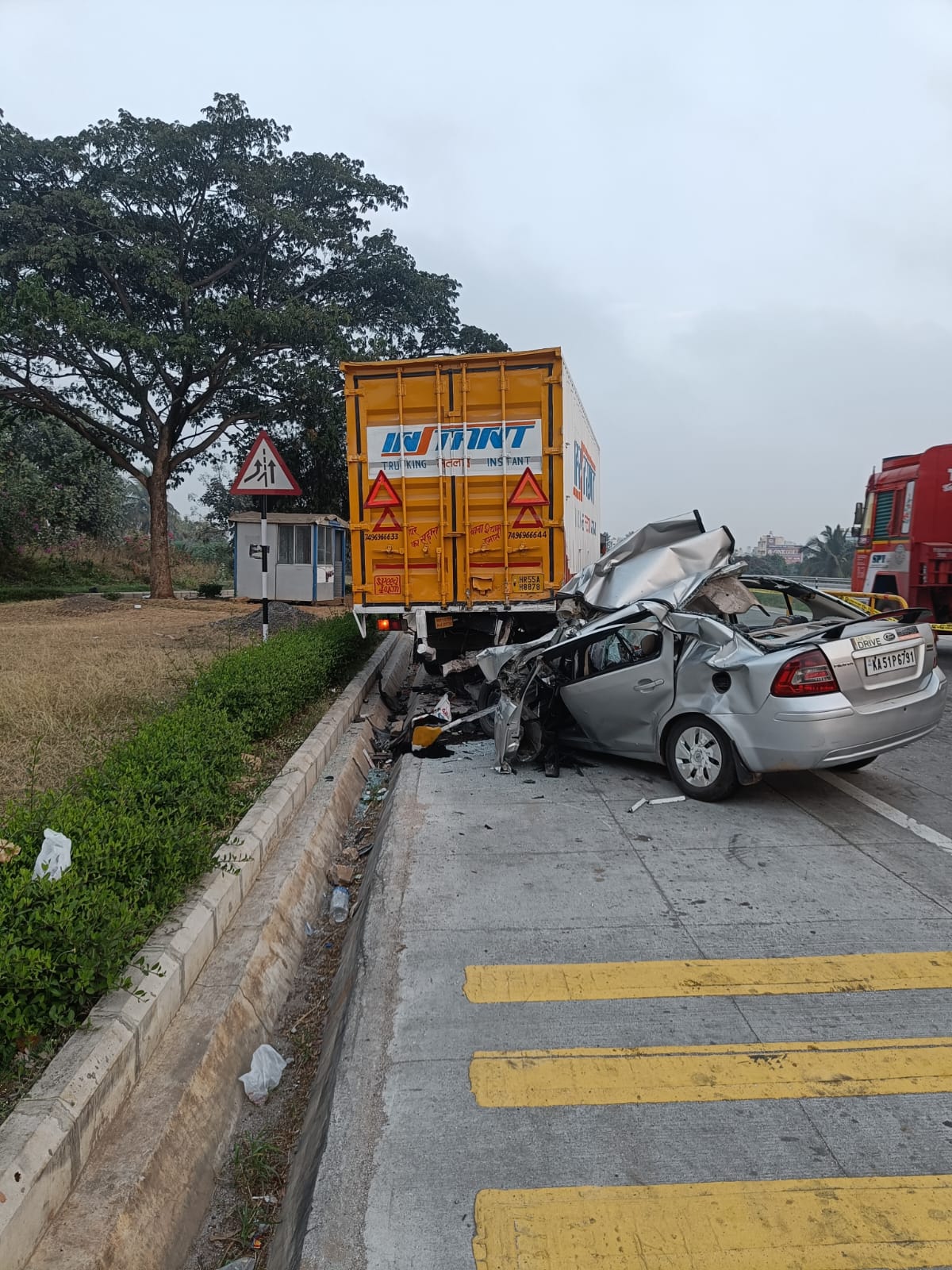 The site of the car crash on NICE Road. 