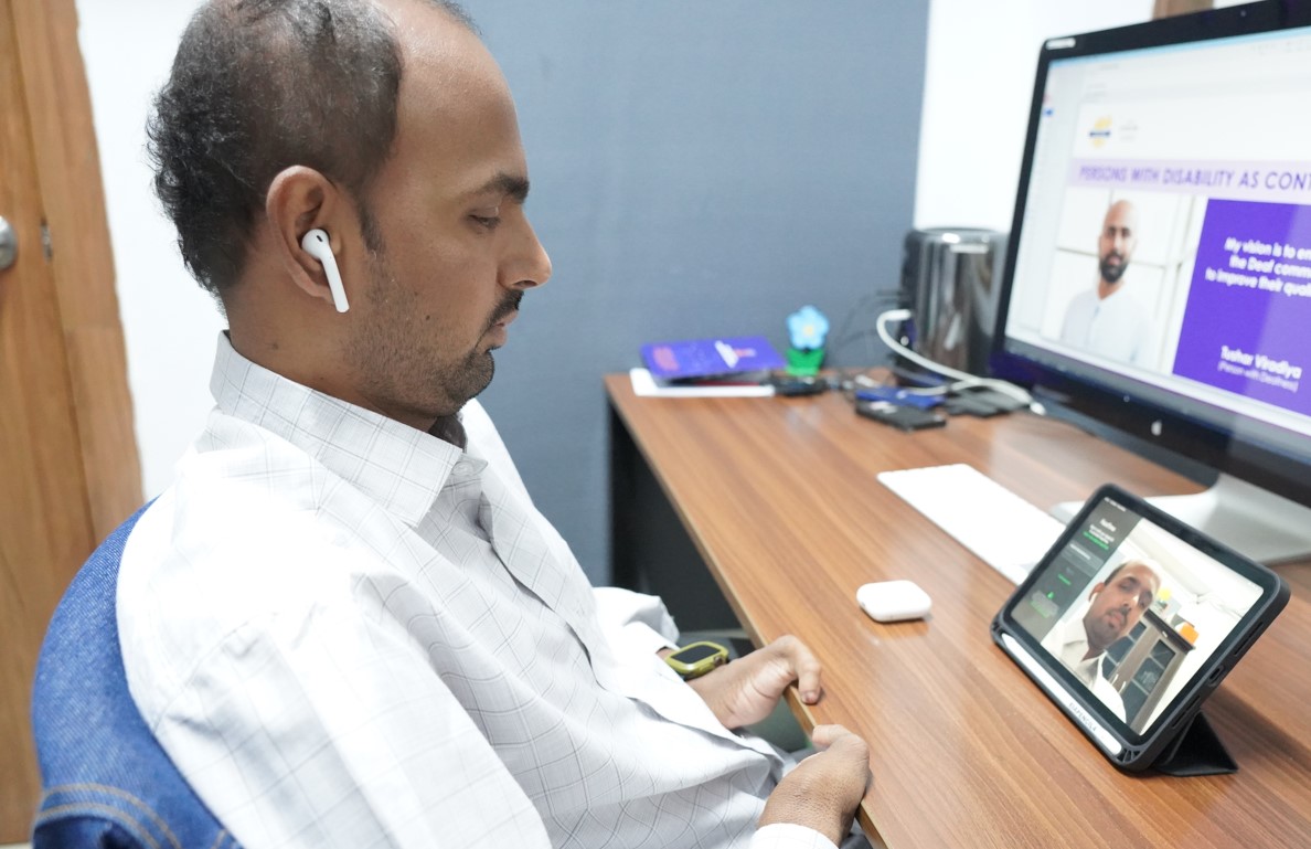 Narendra VG has low vision and physical disability.