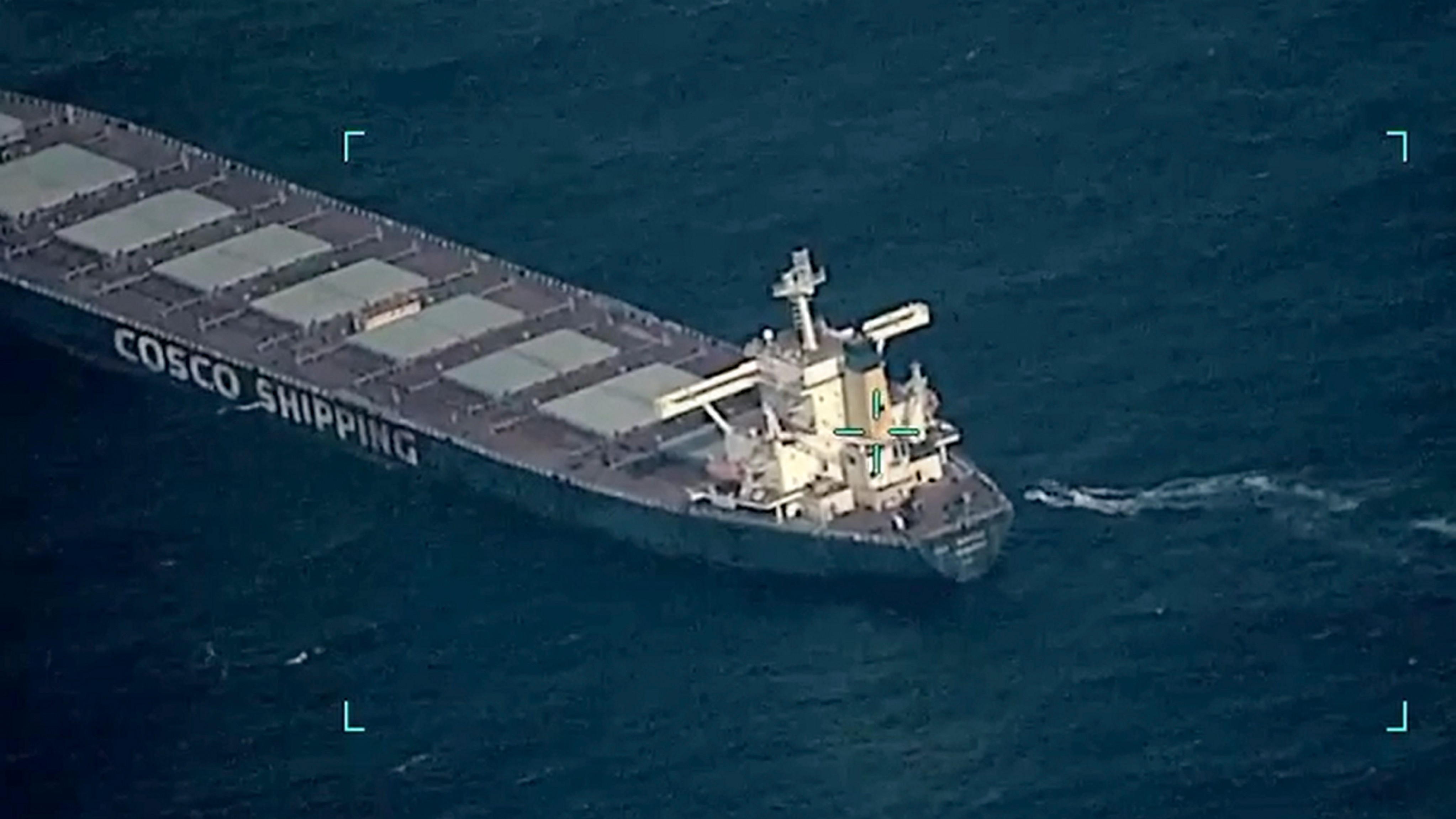 MV Lila Norfolk, a cargo ship, which was hijacked near Somalia's coast in the Arabian Sea. INS Chennai of the Indian Navy closely followed the hijacked ship and rescued all 21 crew, including 15 Indians, onboard.