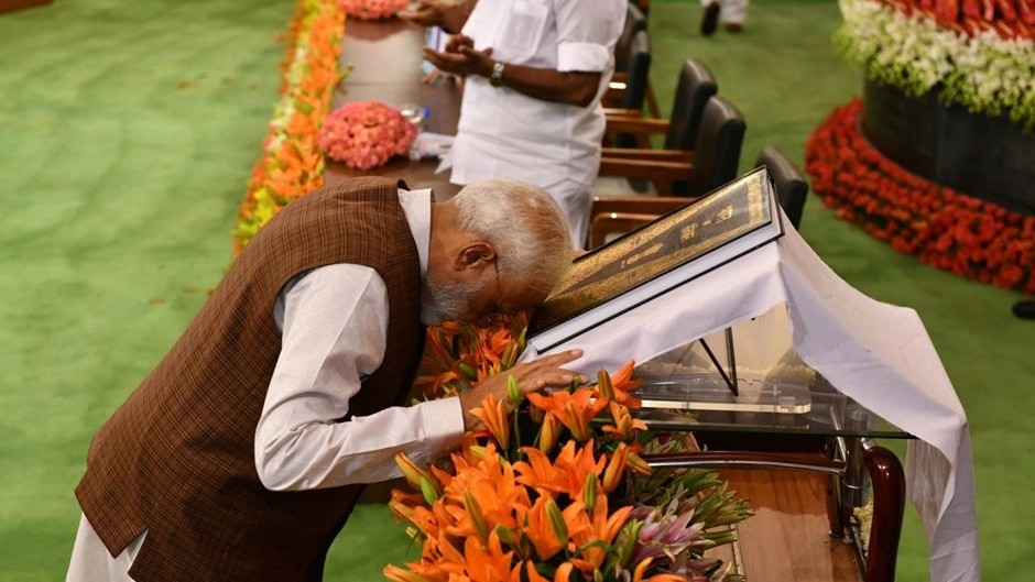 Modi before assuming second term as PM.