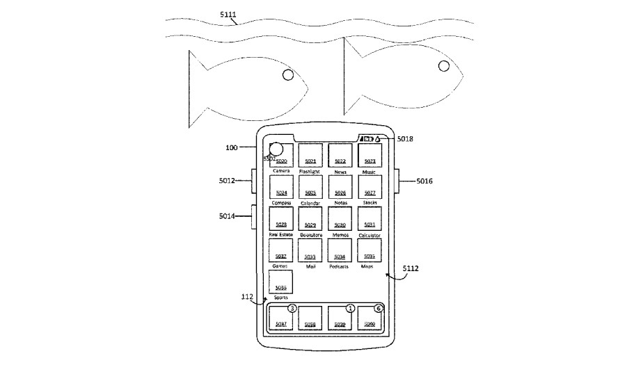 Sketch of rugged iPhone with  Underwater mode.