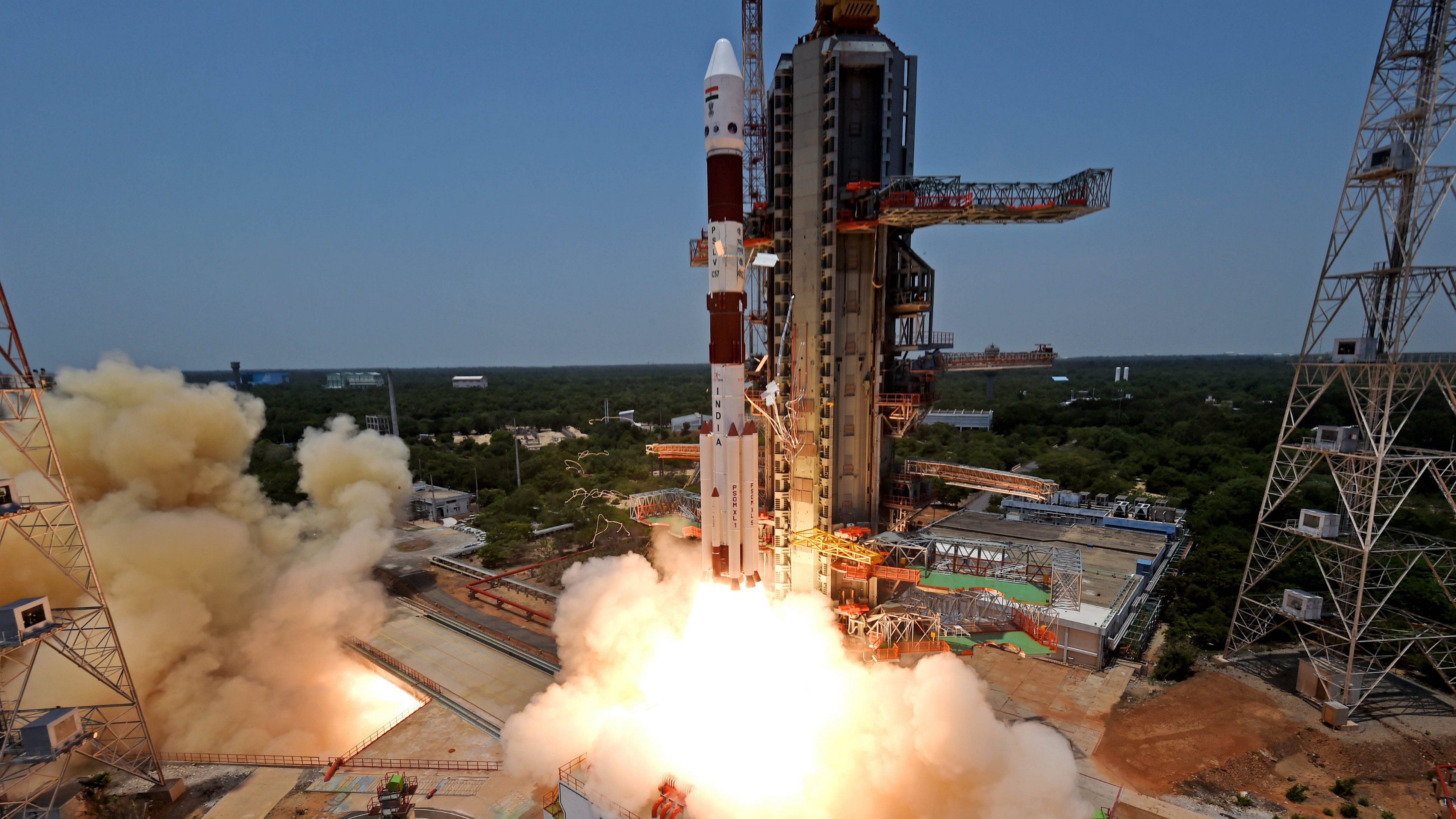   ISRO's PSLV-C57 carrying Aditya-L1, India's maiden solar mission spacecraft, lifts off from the launch pad at Satish Dhawan Space Centre, in Sriharikota. 
