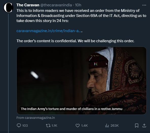 Screenshot of the post by The Caravan.