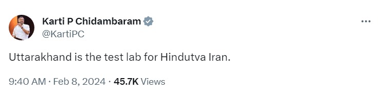Credit: X/@KartiPC