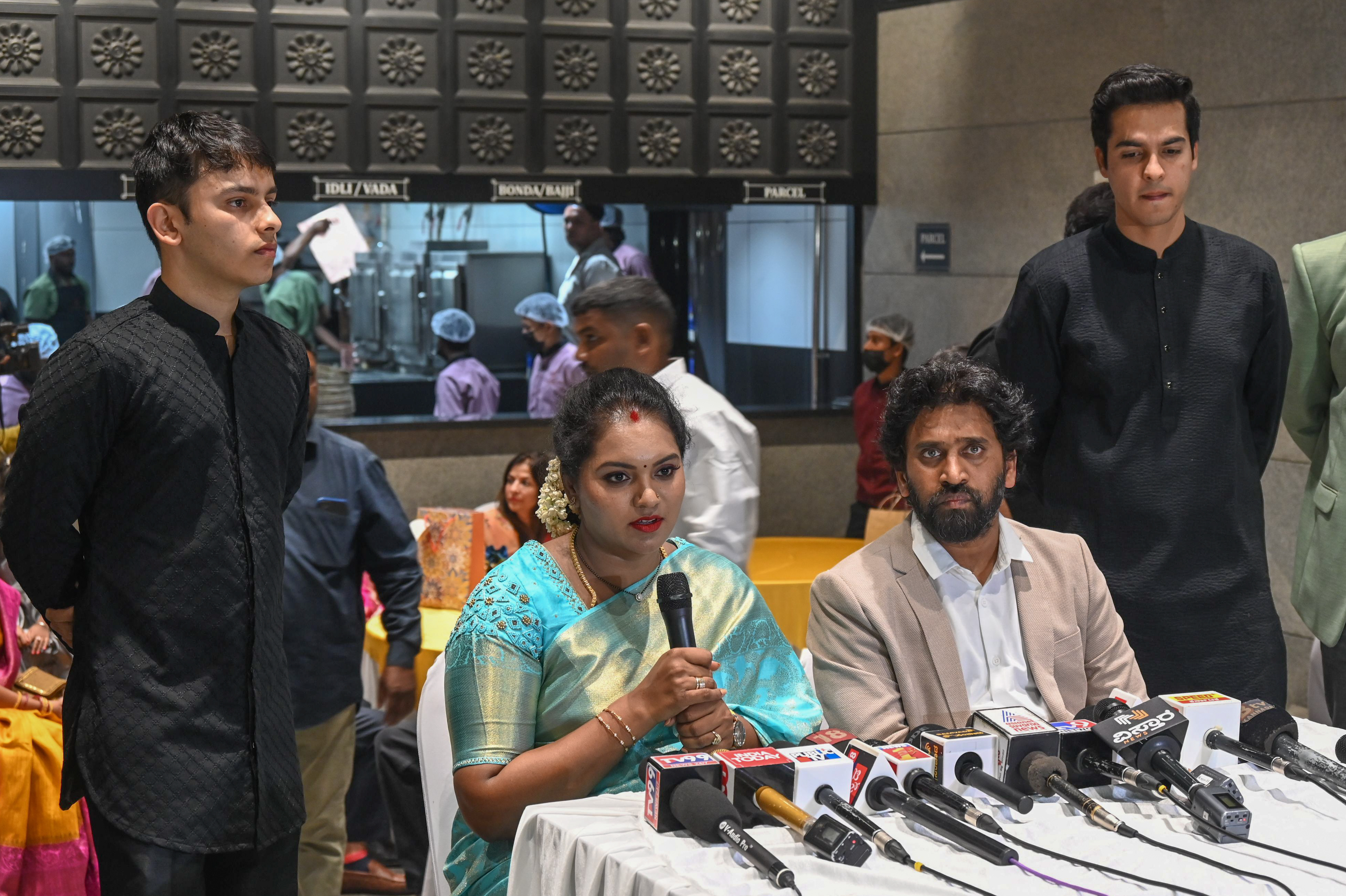Divya Raghavendra Rao, the cafe’s MD, addresses the media on Friday.  