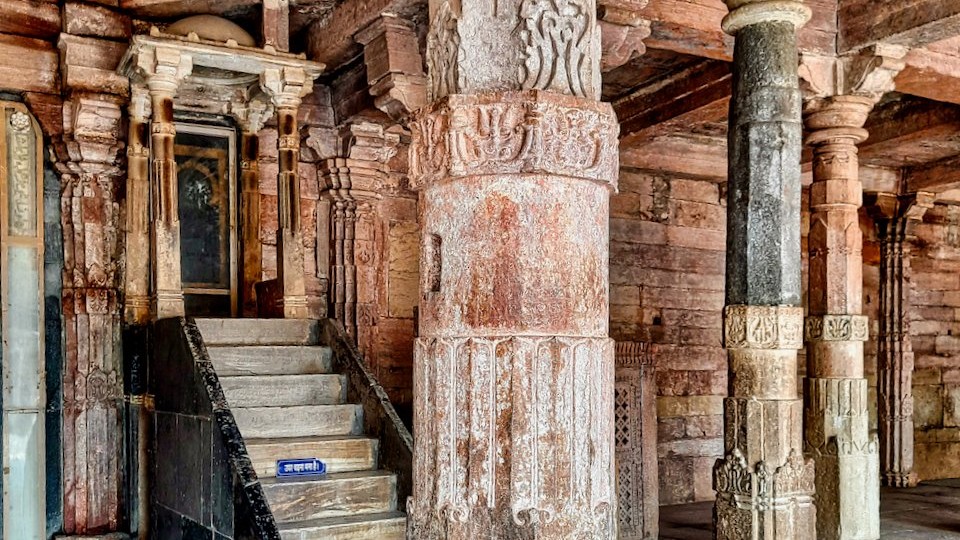The minbar or a raised pulpit.