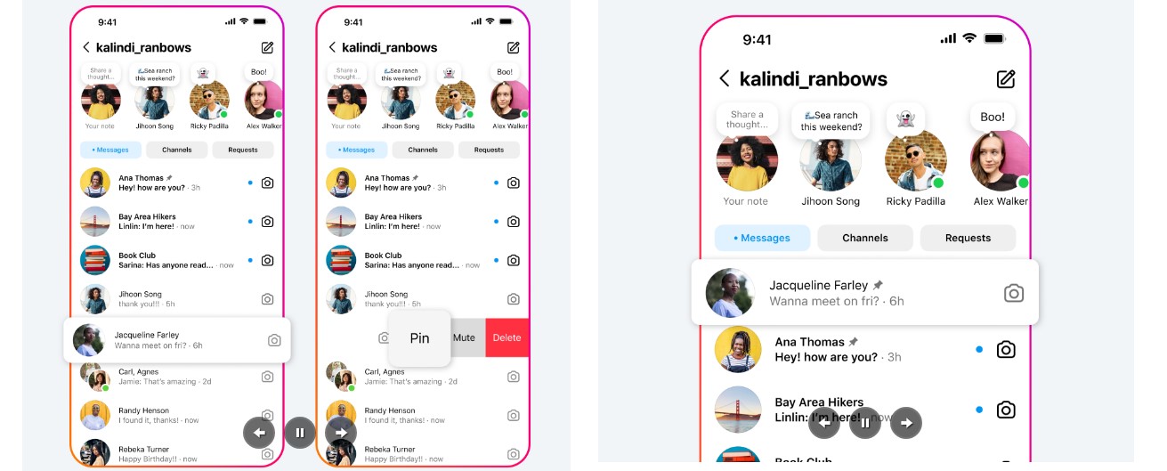 Pin chat option on Instagram.
