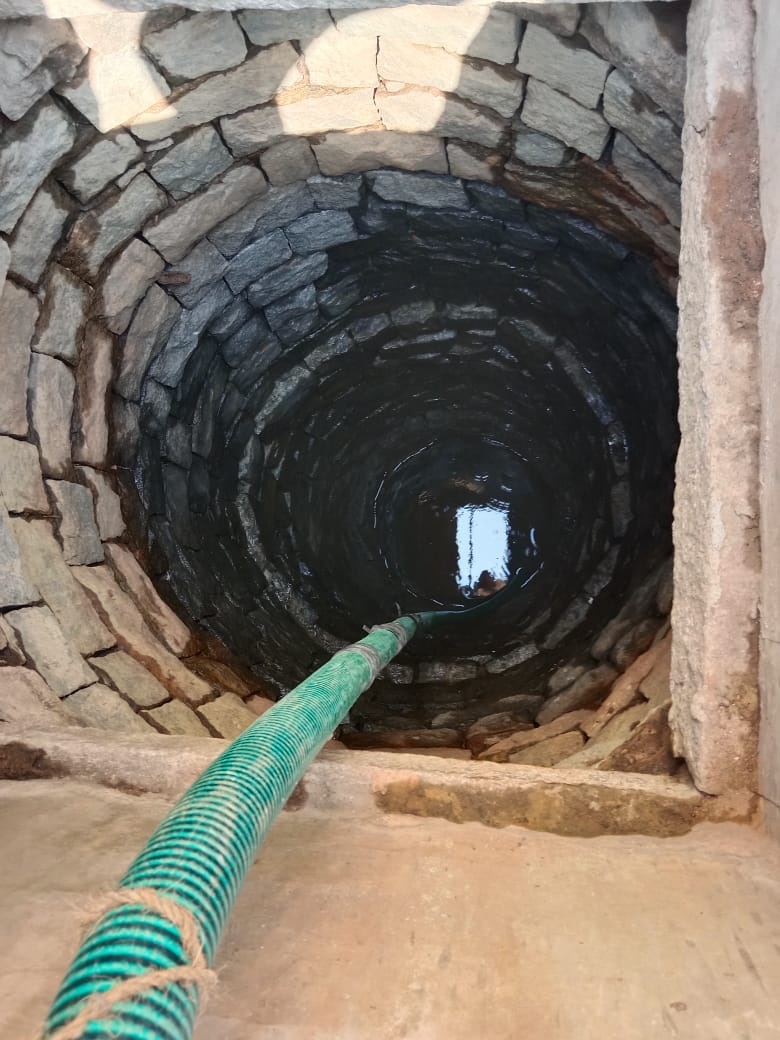 A recharge well being cleaned in Ulsoor.  