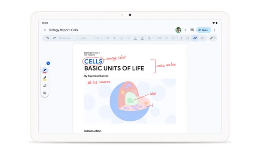 The new Google Docs markup feature.