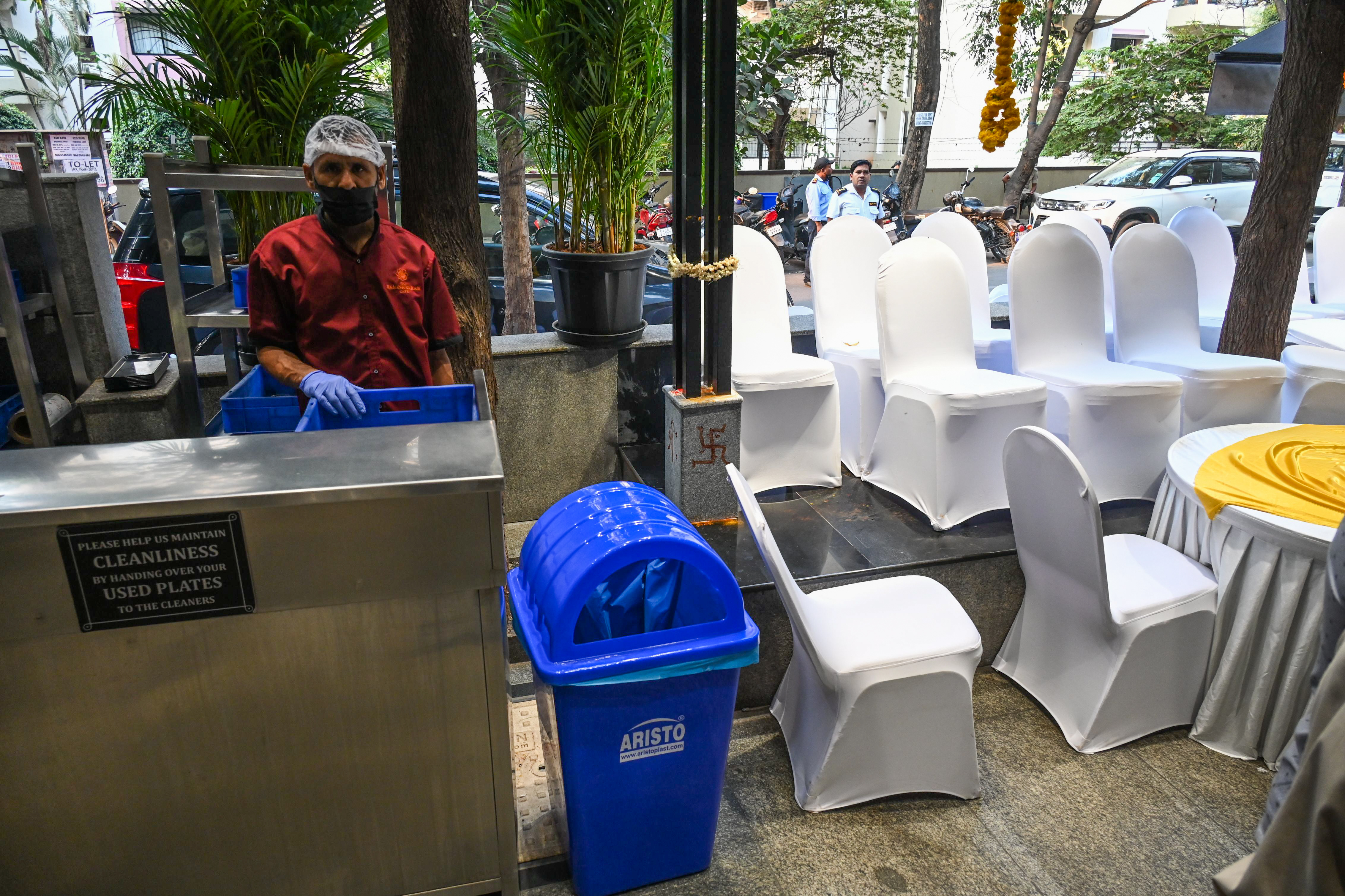 Metal detector Security is placed in the entrance after blast is happen the reopening of The Rameshwaram Café Green Avenue Plot 1 ITPL Main Rd EPIP Zone Brooke field in Bengaluru on Friday 08th March 2024.