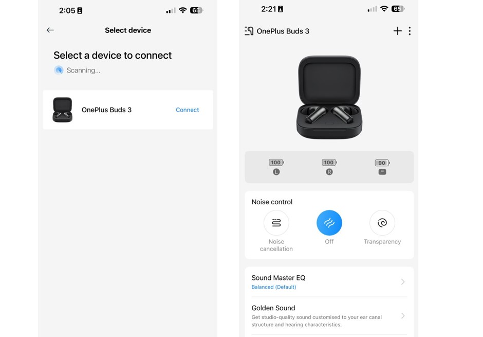 OnePlus Buds 3 series can connect with an iPhone and Android mobiles with HeyMelody app and also manually through Bluetooth settings option.