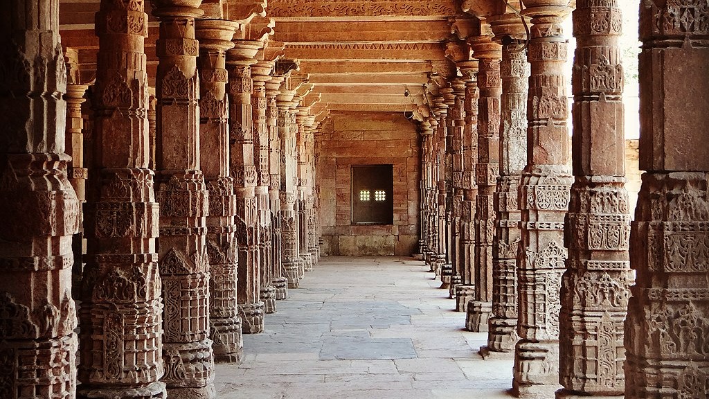 The pillars, stacked one on top of the other to achieve height, have been reused from multiple sources, says Ruchika Sharma.