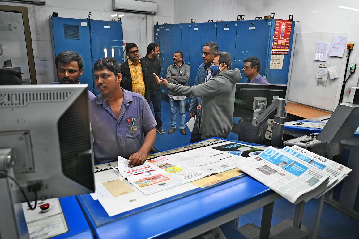 At the printing press in Kumbalgodu at 2.30 am.
