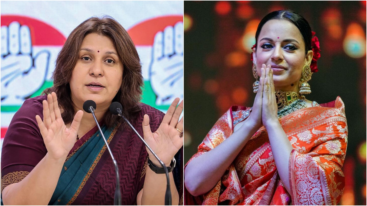 Supriya Shrinate (L); Kangana Ranaut. 