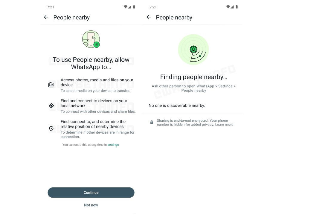 People nearby feature on WhatsApp beta.