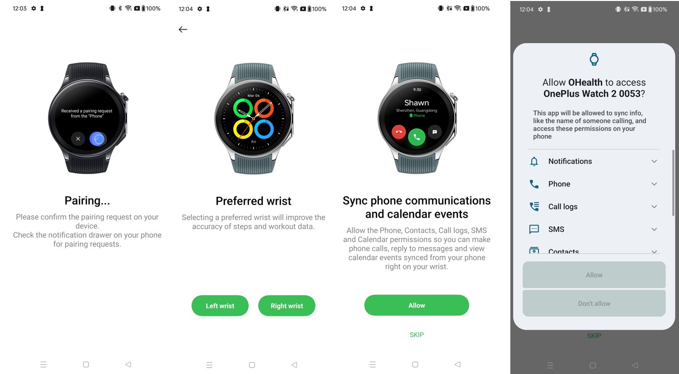 OnePlus Watch 2 pairing process.