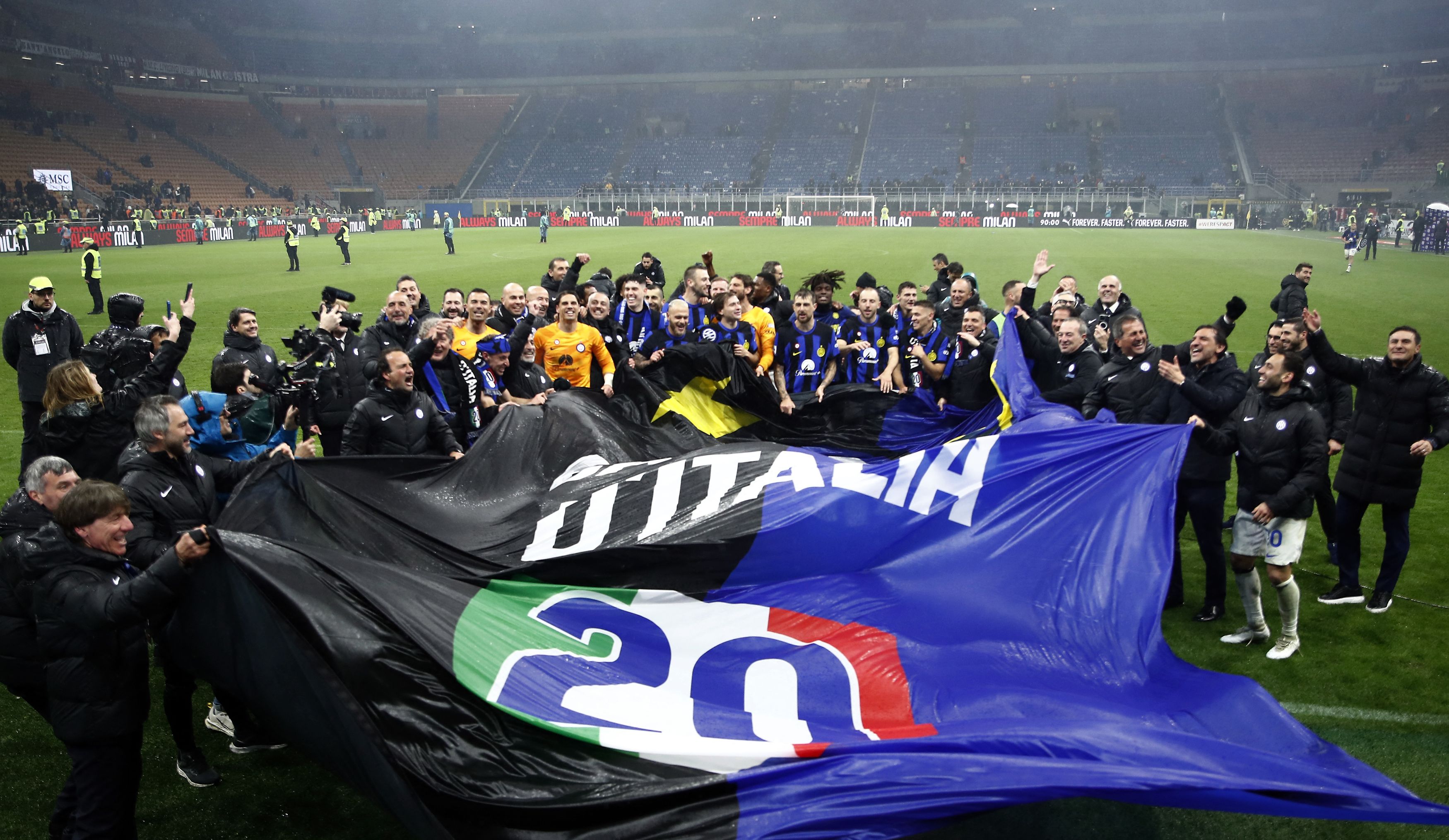 Visuals from the pitch following the title win.