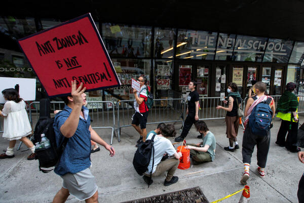 Solidarity Encampment being established at New School in Manhattan.
