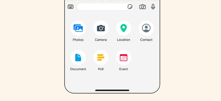 New attachment tray on WhatsApp for iOS.